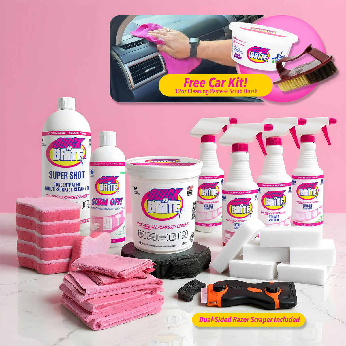Quick Center Kit Eco-Friendly, Refillable Cleaning Kits | Quick 'n Brite