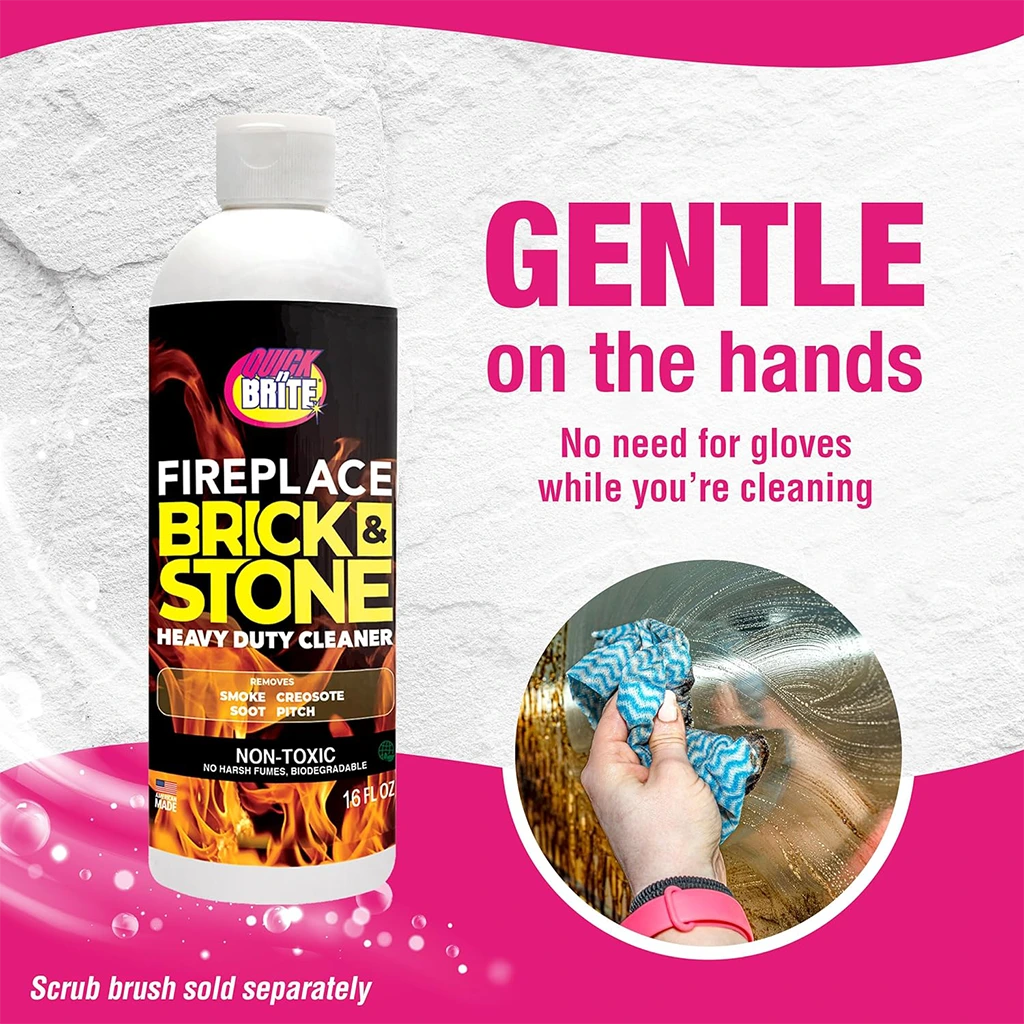 Quick ’n Brite Fireplace Brick & Stone Cleaner Gel with Cleaning Brush