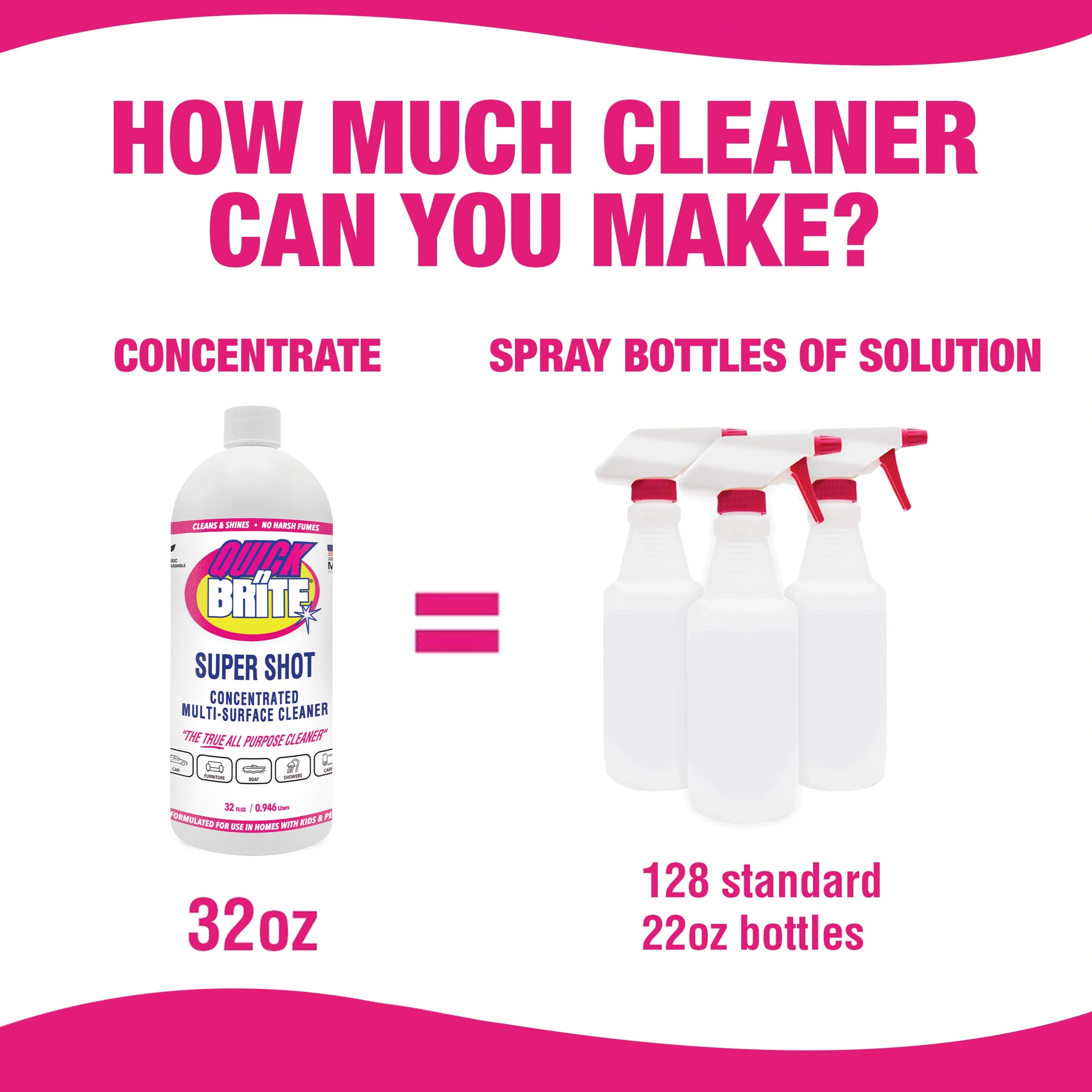 Quick ’n Brite Super Shot Liquid Cleaner 32oz with Spray Bottle