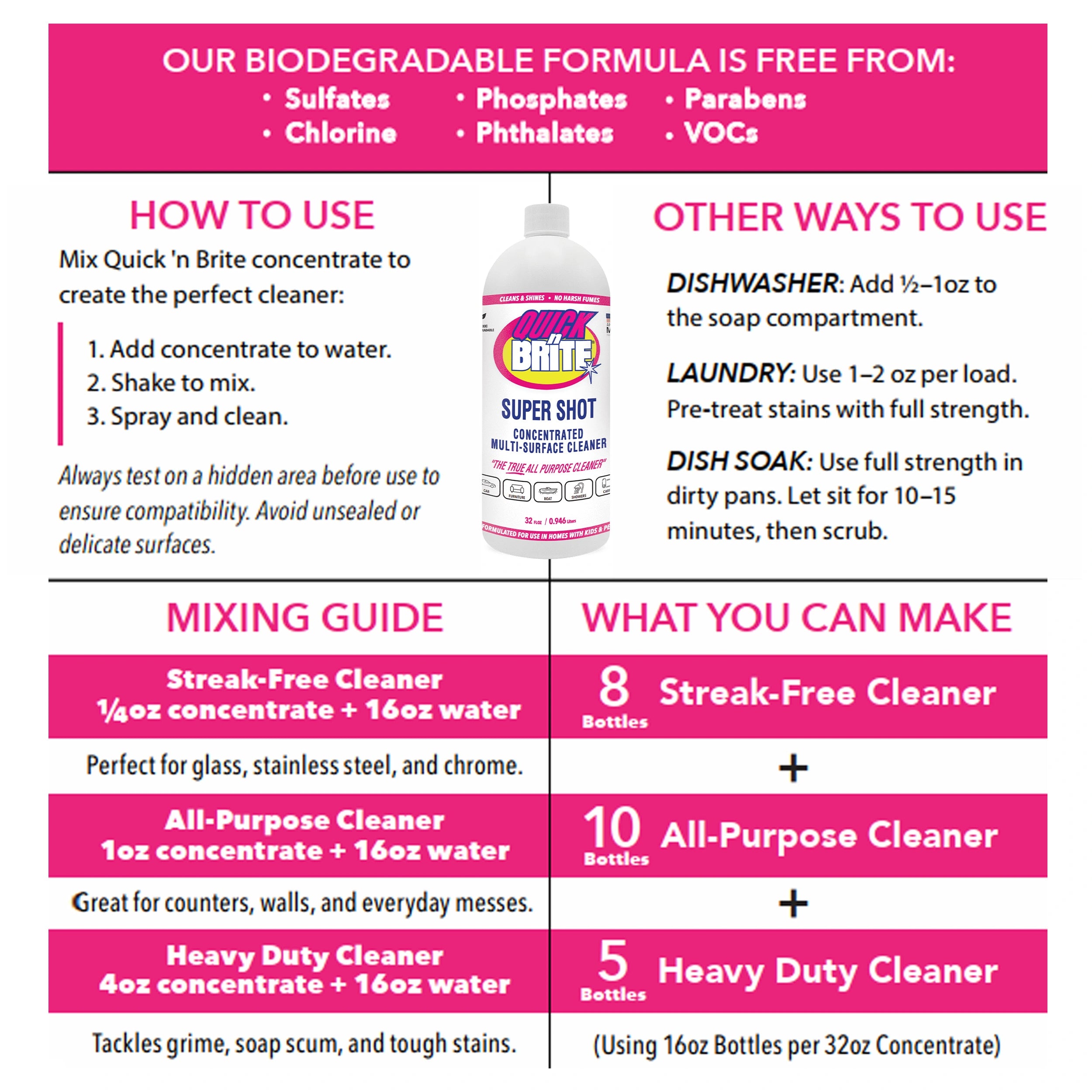 Quick ’n Brite Super Shot Liquid Cleaner 32oz with Spray Bottle