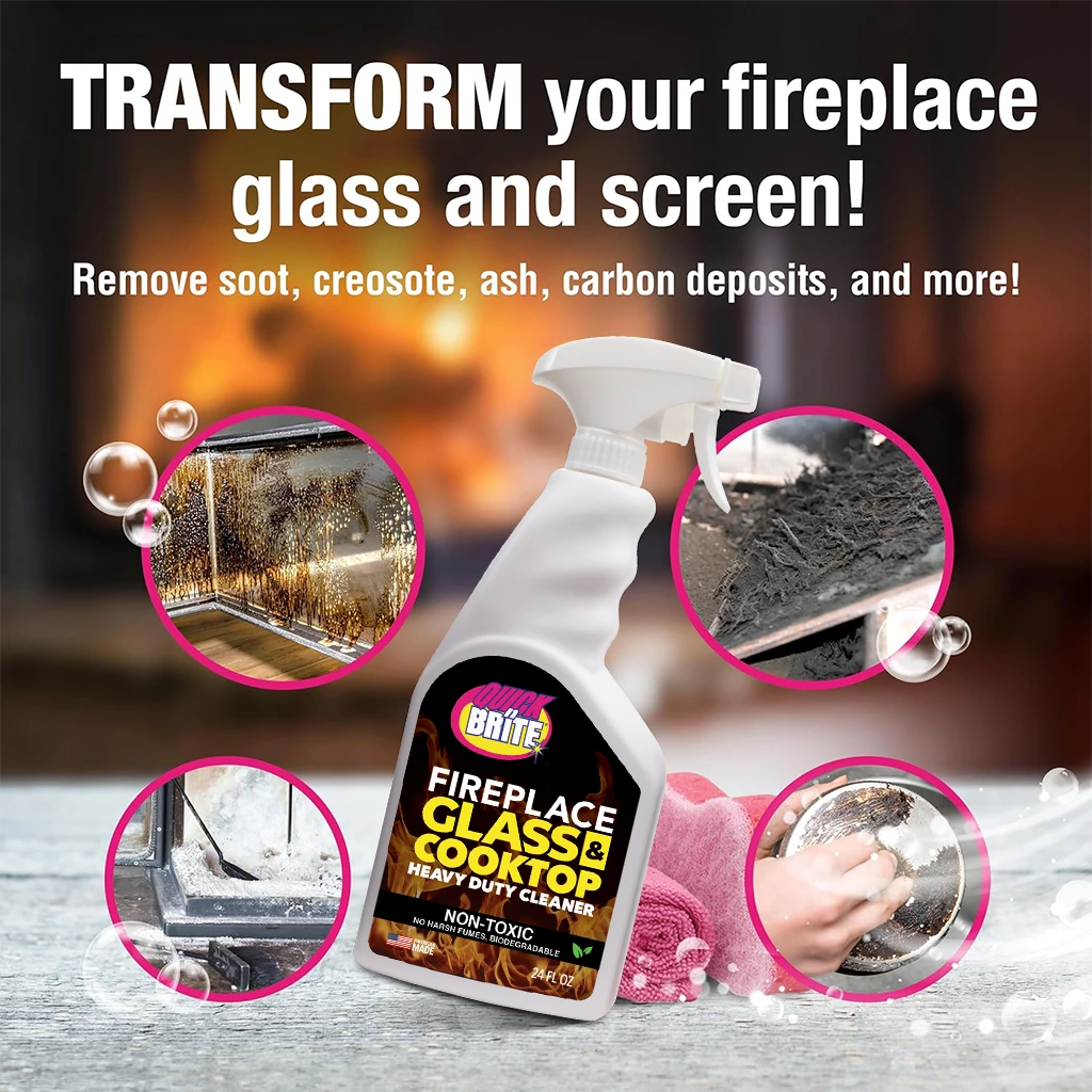 Fireplace Glass and Cooktop Cleaner surfaces