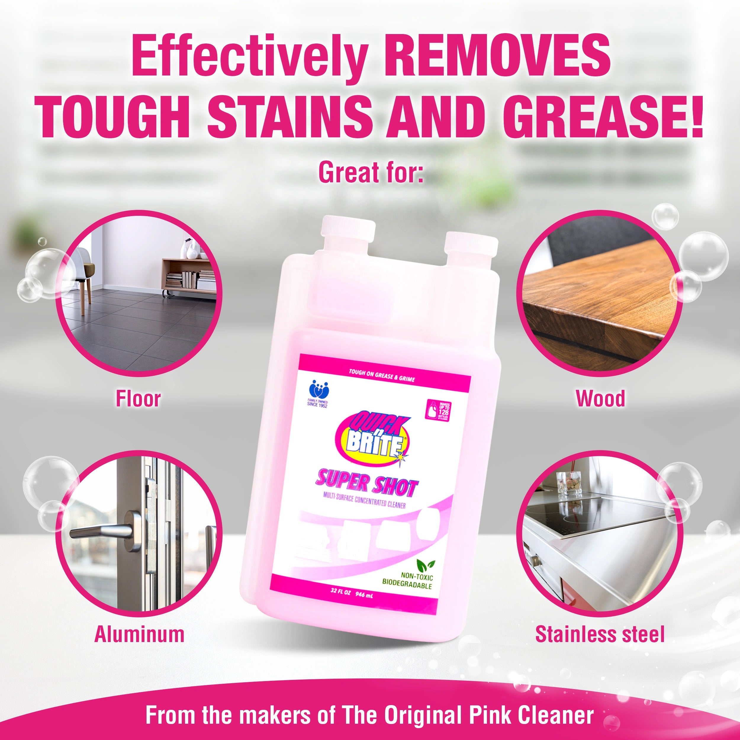 Super shot cleaner surfaces