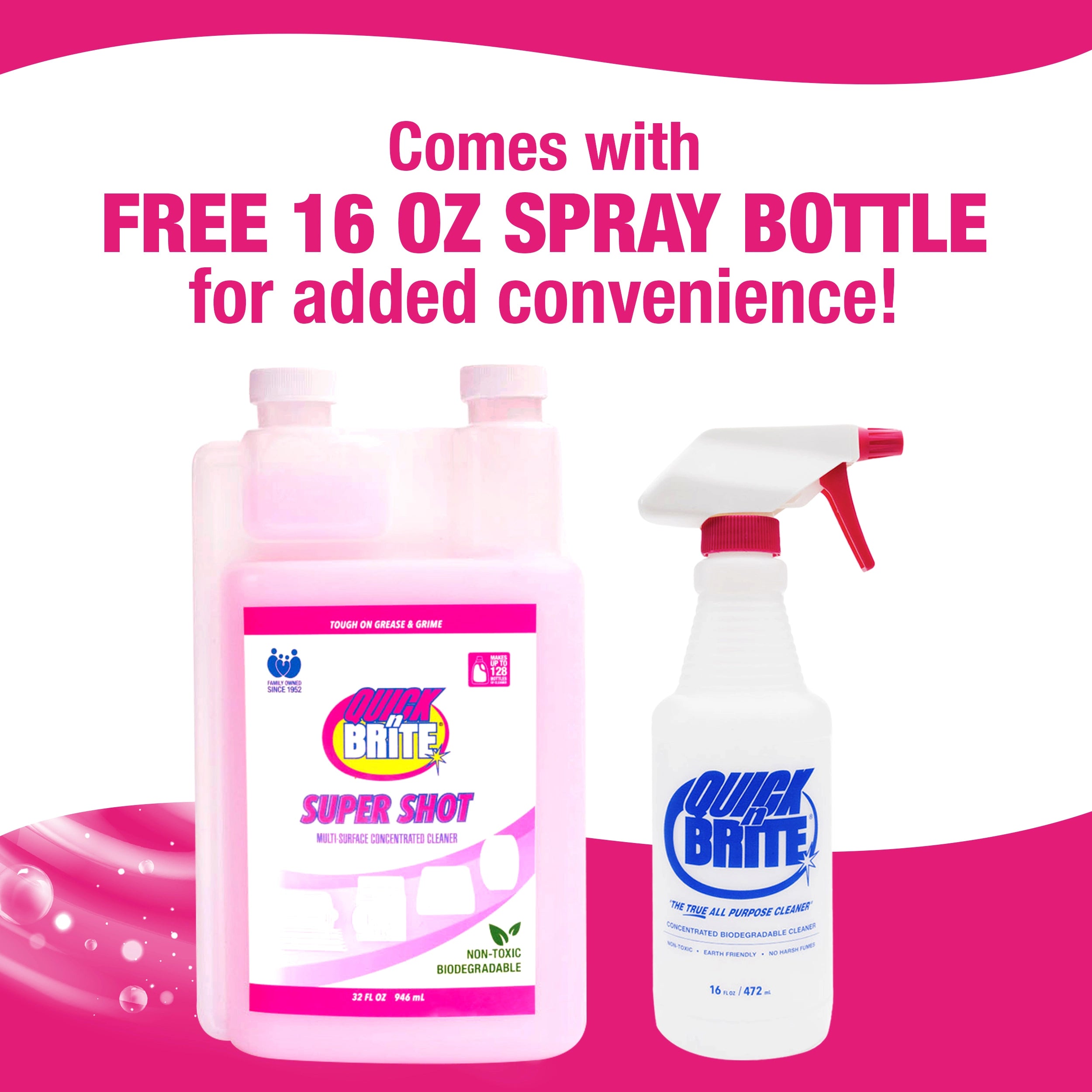 Super shot cleaner comes with spray bottle