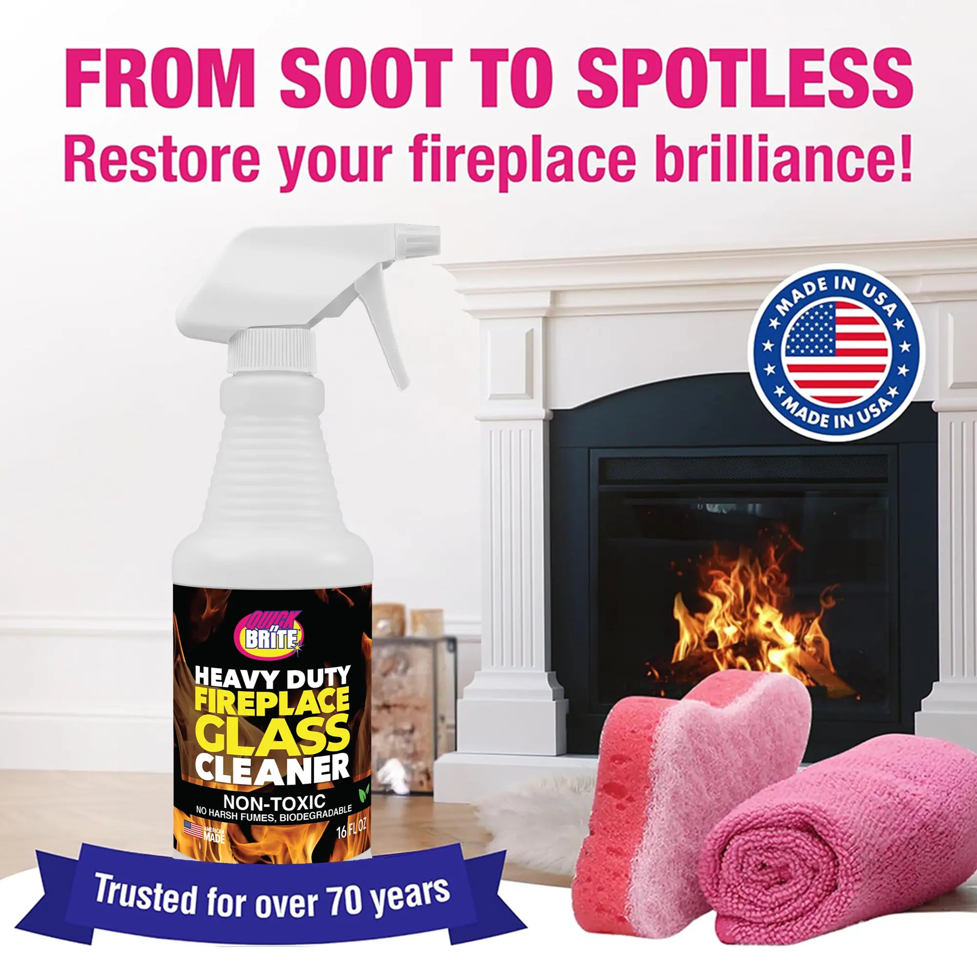 Quick ’n Brite Fireplace Glass Cleaner
