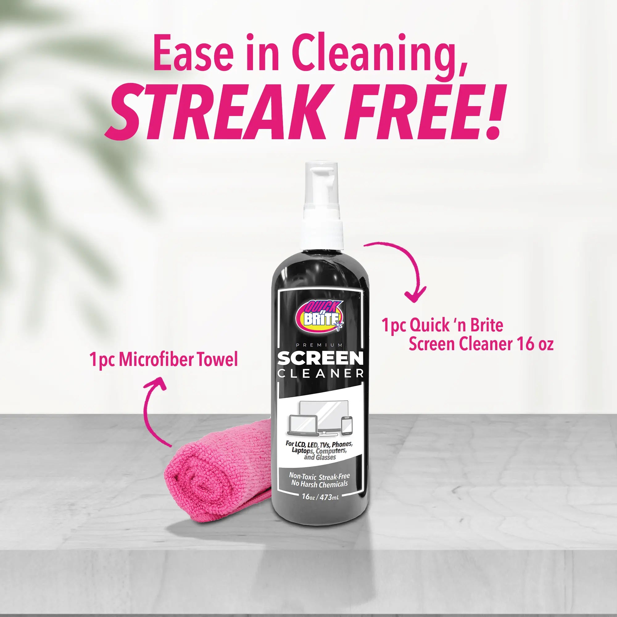 QB Screen Cleaner 16oz inclusions