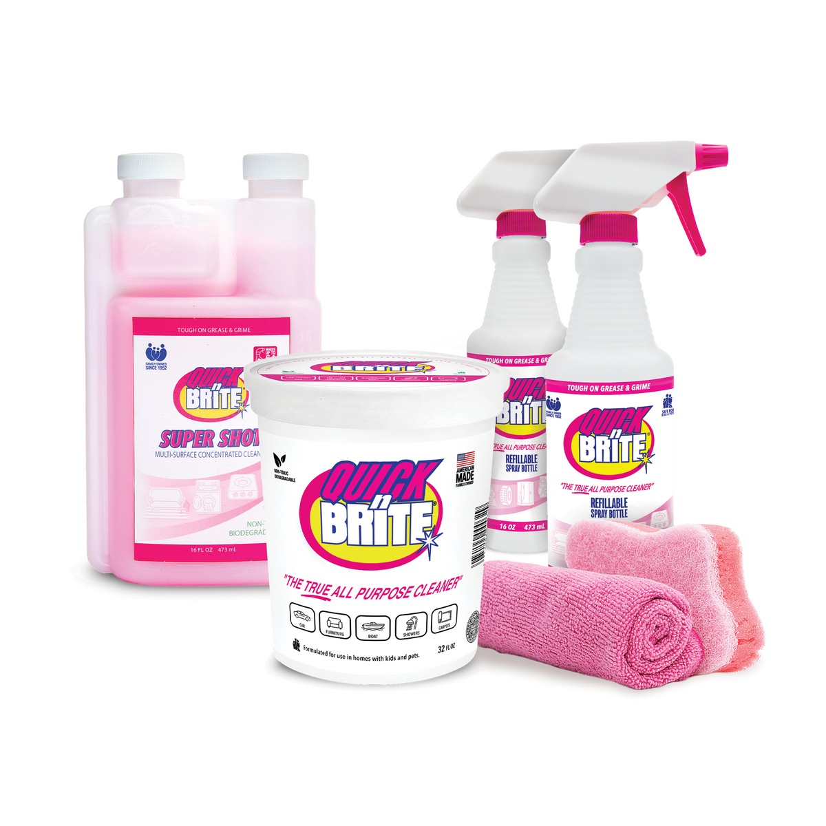 Quick Set Clean Quick ’n Brite Ultimate Cleaning Kit – All Purpose Cleaner Set With ...